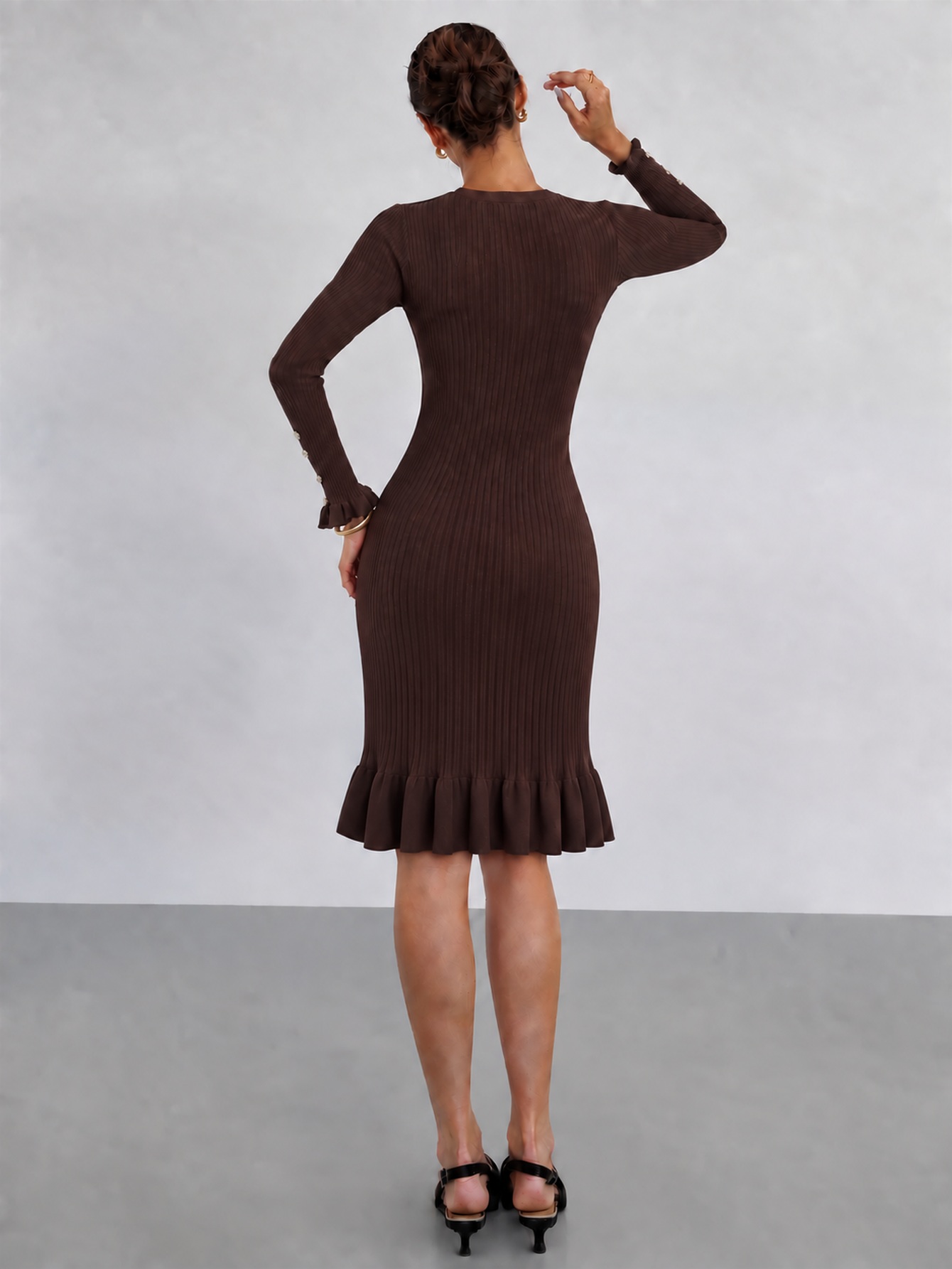 Elegant Bodycon Knit Dress Wom - огляд і ціна Bodycon Long Sleeve Ribbed Dress