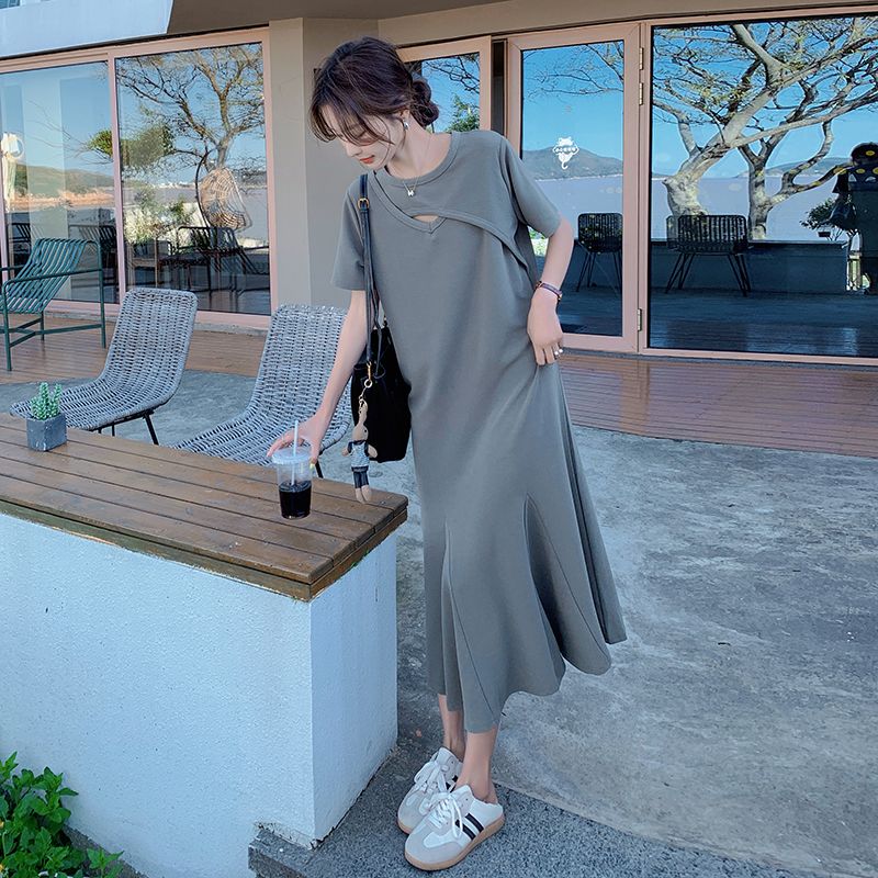 Lazy Style Hollow Out Solid Si - огляд і ціна Korean Style A Line Shirt Dress
