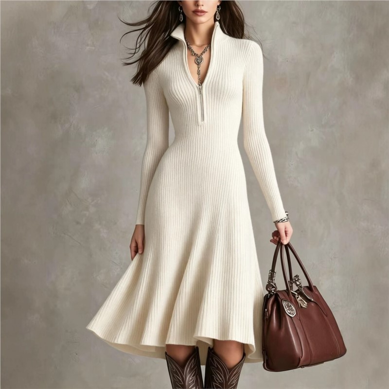 Women Ribbed Knit Midi Dress A - огляд і ціна Bodycon Long Sleeve Ribbed Dress