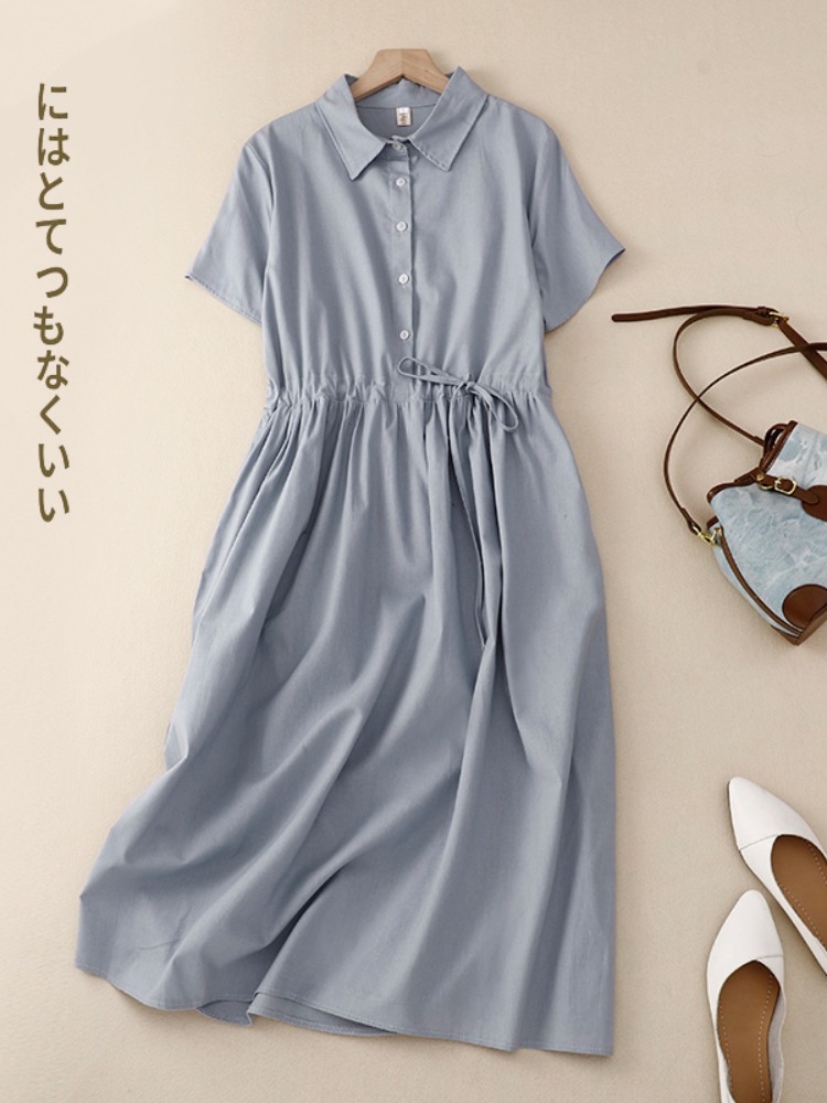 Outlet Cotton Lin Women's Dres - огляд і ціна Korean Style A Line Shirt Dress