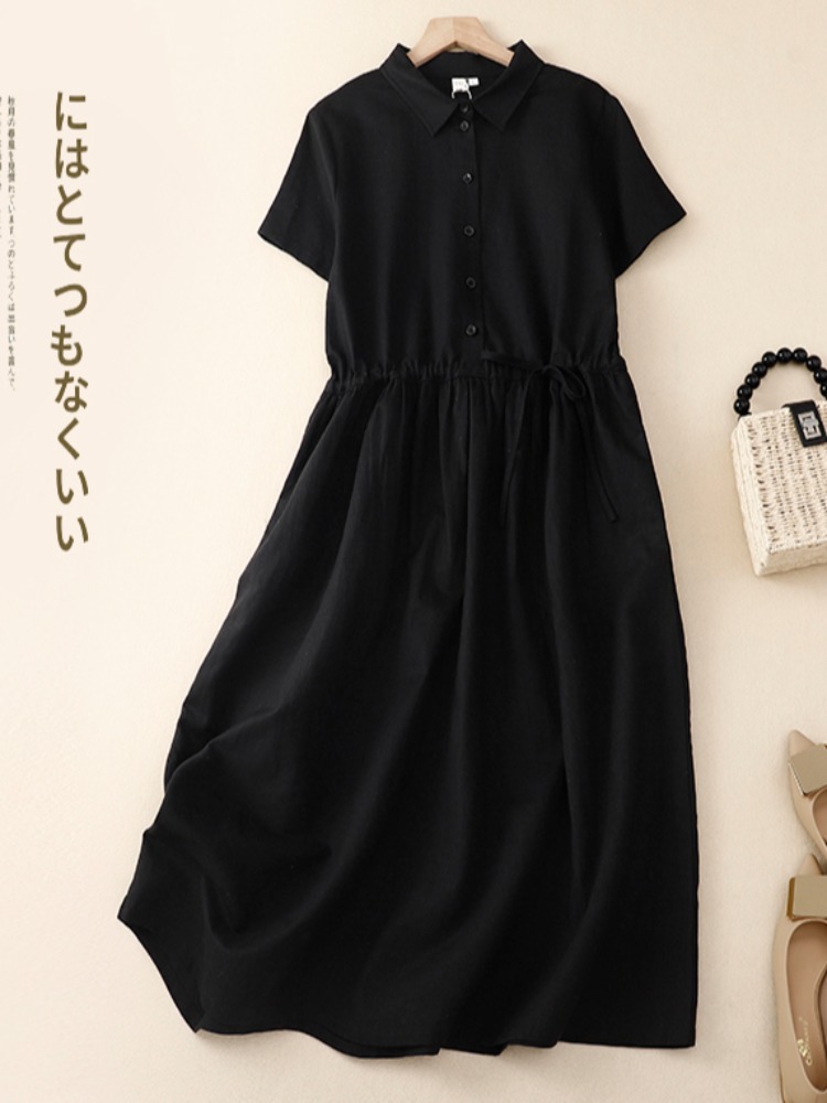 Outlet Cotton Lin Women's Dres - огляд і ціна Korean Style A Line Shirt Dress