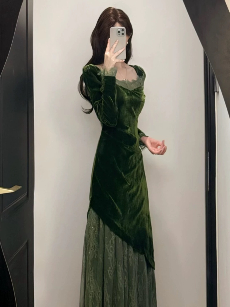French Vintage Elegant Velvet  - огляд і ціна French Vintage Floral Midi Dress