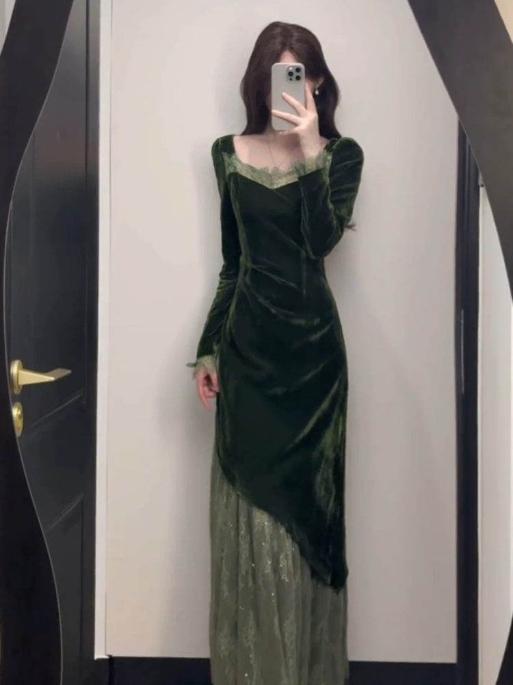 French Vintage Elegant Velvet  - огляд і ціна French Vintage Floral Midi Dress
