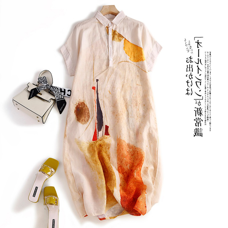 Casual Cotton Linen Shirt Dres - огляд і ціна Casual Loose Linen Shirt Dress